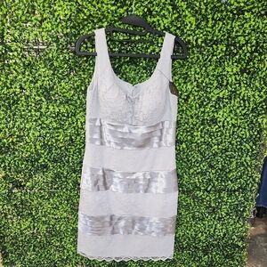 Silver Sleeveless Scoop Neck Bodycon Mini Dress Size 10